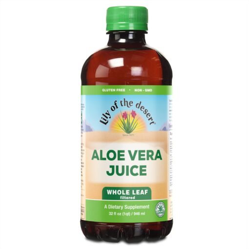 Lily of the Desert Aloe Vera Juice - Whole Leaf Filtered Aloe Vera Drink, Non-GMO Aloe Juice with Natural Digestive Enzymes for Gut Health, Stomach Relief, Wellness, Glowing Skin, 32 Fl Oz 32 Fl Oz (Pack of 1)