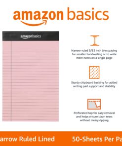 Amazon Basics Narrow Ruled 5 x 8-Inch Lined Writing Note Pads, 6 Count (50 Sheet Pads), Multicolor 5-Inch by 8-Inch 23 71YSezAYv3L