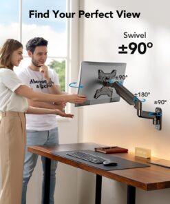 HUANUO Ultrawide Monitor Wall Mount for up to 34 35 inch Curved Computer Screens, Single Wall Mount Monitor Arm Holds 26.4lbs Max, Height Adjustable Full Motion Gas Spring Vesa Mount, Max 200x200mm 34 71YSpZbf1dL