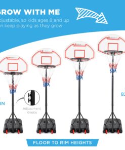 Alternative view of Best Choice Products Kids Height-Adjustable Basketball Hoop, Portable Backboard System w/ 2 Wheels, Fillable Base, Weather-Resistant, Nylon Net, Adjusts from 70.5in to 82.3in - White