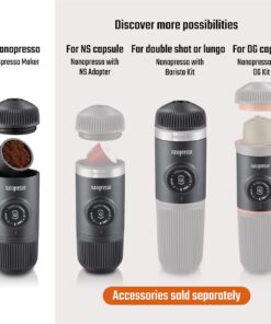 WACACO Nanopresso Portable Espresso Maker, Upgrade Version of Minipresso, 18 Bar Pressure, Small Travel Coffee Maker, Manually Operated. Perfect for Kitchen and Office Black 19 71YU1uxUsvL