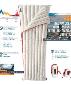 ZOOOBELIVES Ultralight Backpacking 32-50F Down Sleeping Bag - 27oz Ultra Compact 650 Fill Power Envelope Sleeping Bag for Hiking, Camping and Backcountry, Lightweight and Compressible – Alplive T400 White 9 71YVIDgOmtL