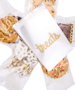 Cellophane Treat Bags, Clear Cookie Bags Pack of 100 (5 x 7Inches) Clear Bags for Gifts and Wrapping Sweets bag for Hamper Making for Birthday Party Self-Sealing & Resealable Adhesive (Treat Bags - Gold) Treat Bags - Gold 16 71YVqDJpSSL