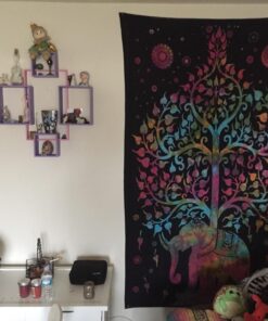 Marubhumi Psychedelic Mandala Hippy Tie Dye Tree of Life Room Decorations Tapestry Wall Hanging Tapestries (Multi Black, Twin Size, 85 x 55 Inch) Multi Black 30 71YWDotqhRL