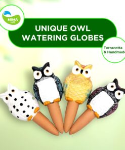 Alternative view of MIMA2672 Large Size Owl Plant Watering Globes Shapes - 4 Self Watering Spikes Automatic Plant Waterer Irrigation Drippers -Plant Watering Devices Keep Indoor & Outdoor Plants Nourish OWL - white yellow purple blue