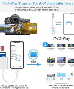Apple MFi Certified Lightning to SD Card Camera Reader for iPhone iPad, Veetone Memory Card Reader Trail Camera Viewer SD Card Adapter for iPhone 12/11/XS/XR/X/8/7/iPad, Plug and Play One Slot 28 71YY39jX7L
