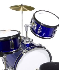 Mendini By Cecilio Drum Set – 3-Piece Kids Drum Set (16"), Includes Bass Drum, Tom, Snare, Drum Throne - Musical Instruments for Age 6-12, Metallic Blue Drum Kit Blue Metallic 16-inch 20 71YY9vjhuWL