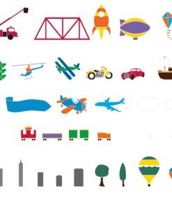 Alternative view of My Wonderful Walls Trains, Airplanes, Cars Room - Wall Stencils for Painting a Boys Room Transportation Theme Wall Mural
