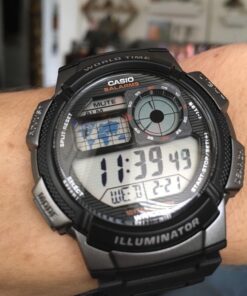 Casio Men's AE1000W-1BVCF Silver-Tone and Black Digital Sport Watch with Black Resin Band 23 71YZFtty79L