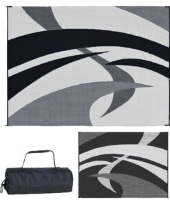 Stylish Camping Outdoor Patio / RV Camping Mat - Swirl (Black/White, 9-Feet x 12-Feet) 9x12 Black/White 22 71YZYYwveBL