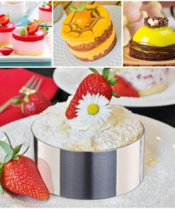 HcirjhieCookie Cutter Set, Stainless Steel Dessert Rings,4 Pc. Kit, Round Metal Baking Rings for Pastry, Biscuits, and Dough Cutting, Cakes Mousse Molding Layering Cake Cutter 7 71YaZoSefqL
