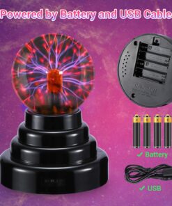 Theefun Plasma Ball, 3 Inch Plasma Lamp, Touch Sensitive Plasma Globe USB or Battery Powered Nebula Thunder Lightning, Novelty Toy for Kids, Parties, Prop, Bedroom, Home, Decoration, Christmas Gifts 22 71YatZw7fL
