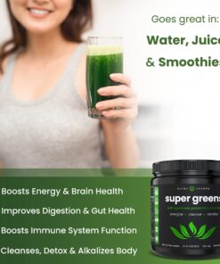 NutraChamps Super Greens Powder Premium Superfood | 20+ Organic Green Veggie Whole Foods | Wheat Grass, Spirulina, Chlorella & More | Antioxidant, Digestive Enzyme & Probiotic Blends 9 Ounce (Pack of 1) 21 71YbgB0cVML