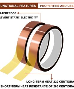 High Temperature Tape Heat Resistant Tape Heat Transfer Tape for Sublimation No Residue 10mm X 33m 108ft (Yellow-2 Roll) A-Yellow-2 Roll 28 71YboQqlT4L