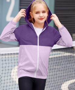 Arshiner Boys Girls Hooded Rain Jackets Waterproof Rain coats Packable Windbreaker for Kids Lightweight Jackets 5-6 Years Purple/Lilac 13 71YekWwTv2L