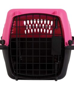 Petmate Two Door Pet Kennel for Pets up to 15 Pounds, Pink/Black, 19" Long, Made in USA Two-door 19.0"L x 13.0"W x 10.0"H 28 71YeknwnfHL