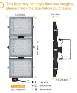 STASUN LED Flood Light Outdoor, 150W 13500lm Outdoor Area Lighting, IP66 Waterproof Exterior Floodlight Commercial Security Light, 3000K Warm White, 3 Adjustable Heads for Yard, Street,Parking Lot 18 71Yeu2B5NeL