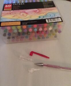 ARTEZA Colored Gel Pens Set of 60, Fine Point (0.8-1.0mm) Pens for Journaling and Coloring, Non-Toxic, Acid-Free, Vibrant Ink Pens for Adults 47 71YgUn6xDgL