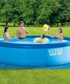Alternative view of Intex 26175EH Easy Set 18 Feet by 48 Inch Round Inflatable Outdoor Backyard Above Ground Swimming Pool Set with Cover, Ladder, and Filter, Blue 18FT x 48IN