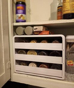 YouCopia SpiceStack Adjustable Spice Rack Organizer, Pull-Down 24-Bottle Seasonings and Spices Holder for Kitchen Cabinet and Pantry Organization with 104 Included Labels White 37 71Yi9PlCblL