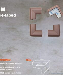 RovingCove Corner Protector for Baby (8 Large Corners) - Hefty-Fit Heavy-Duty Soft Rubber Foam Furniture Corner Bumper Guards, 3M Adhesive Pre-Taped, Coffee Brown 8 Count (Pack of 1) 23 71YiEptuCOL