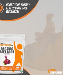 BULKSUPPLEMENTS.COM Organic Beet Root Powder - Beet Juice Organic, Beet Powder Organic, Beetroot Supplement - Vegan & Gluten Free, 3500mg of Organic Beet Powder per Serving, 1kg (2.2 lbs) 2.2 Pound (Pack of 1) 23 71Yia4FqzwL