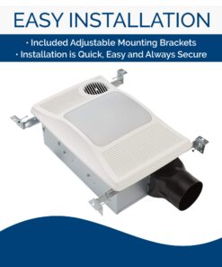 Broan 100HL Bathroom Fan, 100 CFM for 4" Ducts w/100W Max Incandescent Light (Not Included) & Heater - White 17 71Yihn5FSRL 1