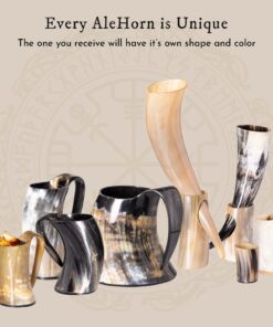 AleHorn Original Handcrafted Authentic Viking Drinking Horn Tankard for Beer Mead Ale - Genuine Medieval Inspired Stein Mug Food Safe Vessel with Handle (XL - 20oz, Durable Resin Base) XL - 20oz 26 71YikJNLMmL
