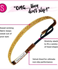 Sweaty Bands Womens Girls Headband - Non-Slip Velvet-Lined Sparkle Hairband - Viva Diva Red 3/8-Inch Red Sparkle 7 71Yj0l2oNRL