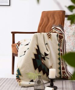 PHNAM Throw Blanket with Fringe for Couch Bed Soft Decorative Cozy Woven Knit Warm Bed Throws Reversible for Chair, Sofa, Living Room, Bedroom (51x63 inches)(B) 19 71Yjc2Hx16L