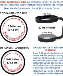 F-32 Clear/Transparent Handle - 19 COLORS - 20oz Size - Compatible with 20 oz YETI Tumbler Travel Mug (20OZ, CLEAR/TRANSPARENT) 20ozClear / Transparent 20.0 ounces 11 71Yo2YBQCRL