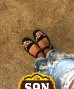 Shoes 18 Womens Cotton China Doll Mary Jane Shoes Ballerina Ballet Flats Shoes 7 114 Black Emb 7 71Yogz 7gKL