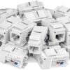 TRENDnet Cat6 Keystone Jack, 25-Pack Bundle, 90° Angle Termination, Compatible With Cat5, Cat5e, Cat6 Cabling, Color-Coded Labeling, Gold-Plated Contacts, Tool-less Design, White, TC-K25C6