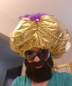 Forum Novelties mens Giant Turban Costume Accessory Party Supplies, Jumbo Gold/Purple, One Size US 9 71YrHwUBDnL