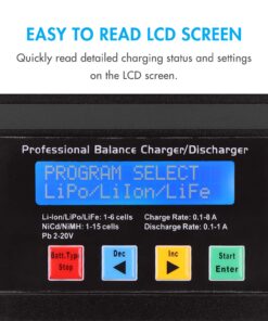Tenergy TB6AC+80W Balance Charger Discharger, 1S-6S Intelligent Digital Battery Pack Charger for NiMH/NiCd/Li-Po/Li-Fe Packs, LCD RC Battery Charger w/Tamiya/JST/EC3/HiTec/Deans Connectors 14 71YrK6vyOsL