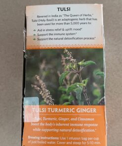 Organic India Tulsi Turmeric Ginger Herbal Tea - Holy Basil, Stress Relieving & Harmonizing, Immune Support, Healthy Inflammatory Response, Aids Digestion, Caffeine-Free - 18 Infusion Bags, 1 Pack 18 Count (Pack of 1) 29 71YrMARWVL