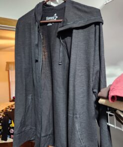 Hanes Women’s Slub Knit Hoodie, Women’s Zip-Front Hoodie, Women’s Cotton Jersey Hoodie, Knit Cotton Jacket Large Black 14 71YsCcWr0SL