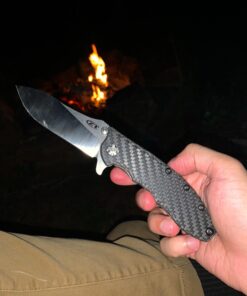 Zero Tolerance 0562CF Hinderer Slicer Folding Knife; 3.5” CPM-20CV Stonewashed and Satin Steel Blade, Carbon Fiber Front Handle, KVT Ball-Bearing Opening, Frame Lock and Reversible Pocketclip; 5.5 OZ… 3.5" 54 71Yt5scWOBL