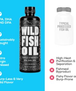 Wild Foods Liquid Omega 3 Fish Oil Supplement, Lemon, 16 oz (1 pk) | Wild Caught, Burpless, Odorless, Non-GMO, Gluten Free | DPA, DHA, EPA Triple Strength Heart & Joint Nutrition for Women & Men 1 12 71YuL jcaWL