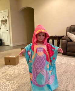 PERYOUN Child 100% Cotton Hooded Towel 24 x 48 inches (Mermaid) Pink 22 71YuO1kIRgL