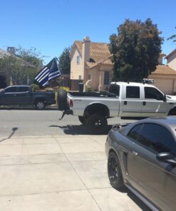 Thin Blue Line Flag - 3X5 Foot with Embroidered Stars and Sewn Stripes - Black White and Blue American Police Flag Honoring Law Enforcement Officers - 3x5 Inch Waterproof Decal Included Blue,White 43 71Yw6TtsWUL