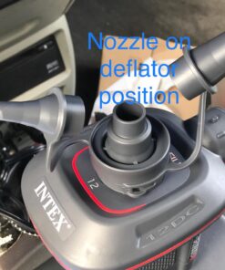 INTEX 66633E QuickFill 12 Volt DC Electric Pump: Inflates and Deflates Air Mattresses, Kayaks, Boats – Includes 3 Interrconnecting Nozzles – Sleek and Compact Design – 650 L/Min Air Flow – Outdoor Use 25 71YwuDUu01L