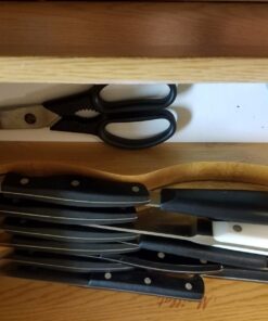 In-Drawer Knife Block Organizer - Bamboo Wood Drawer Knife Organizer - Holds 5 Long + 6 Short Knives (Not Included) - Store Knives with Blades Pointing Down Natural 48 71Yx2izZFBL