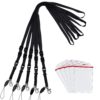 Lanyard Badge Holder, Wisdompro School Supply Vertical Clear PVC Heavy Duty Ziplock Vinyl ID Badge Holder with 23 Inch Adjustable Polyester Detachable Neck Lanyard Strap for College, 5 Sets - Black Adjustable Black Lanyard 39 71YxCbpH9bL
