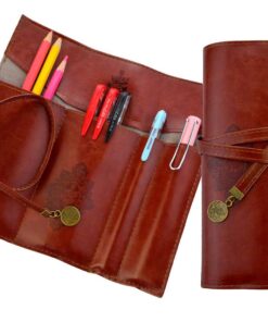 Miayon Twilight Retro Bandage Synthetic Leather Pen Bag Pencil Case Makeup Pouch,Vintage Style Rollup Pencil Case, Pencil Bag(Dark Brown) 29 71YxbnaHaNL