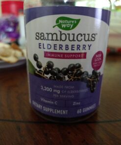 Nature's Way Sambucus Elderberry Immune Gummies, Daily Immune Support for Kids and Adults*, with Vitamin C, Vitamin D3, Zinc, Gluten Free, Vegetarian, 60 Gummies (Packaging May Vary) 60 Count (Pack of 1) Elderberry Gummies, 60ct 36 71YyymuWMzL 1
