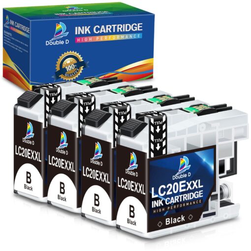 DOUBLE D LC20E LC20EXXL Black Ink Cartridges Compatible for Brother LC20E LC-20E XXL for Brother MFC-J985DW J775DW J5920DW J985DWXL Printer (4 Black)