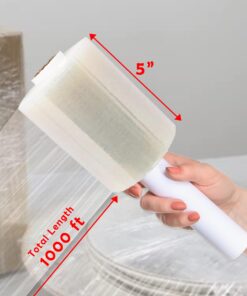 Alternative view of Yens 2 Pack 5" inch 1000 Ft Roll 80 Gauge Total 2000 ft Mini Hand Stretch Wrap Industrial Strength Mini Hand Stretch Wrap Moving Supplies Durable Heavy Duty Shrink Film