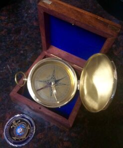 Hampton Nautical Solid Brass Gentlemen's Compass with Rosewood Box, 4", Brass 27 71Z AKGeaL