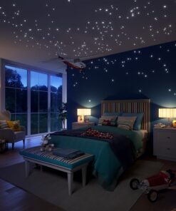 Glow in The Dark Stars Wall Stickers, Adhesive Dots and Moon for Starry Sky, Galaxy Decor Bright and Realistic for Any Room (Green) Green 27 71Z EnHvUpL